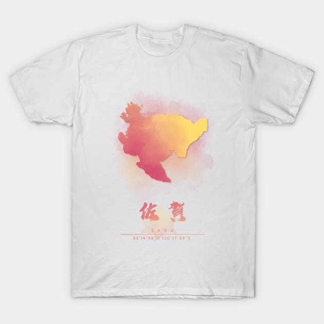 Saga Watercolor Map T-Shirt by Takeda_Art